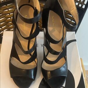 Nine West Black Multi-Strap Heels